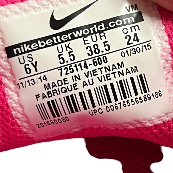 Nike Free 5.0 (GS) Pink/White/Black 6Y - Picture 4 of 4